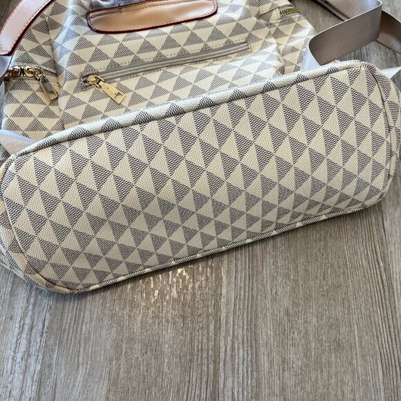 Womens Beige Printed Backpack Purse - Picture 6 of 8